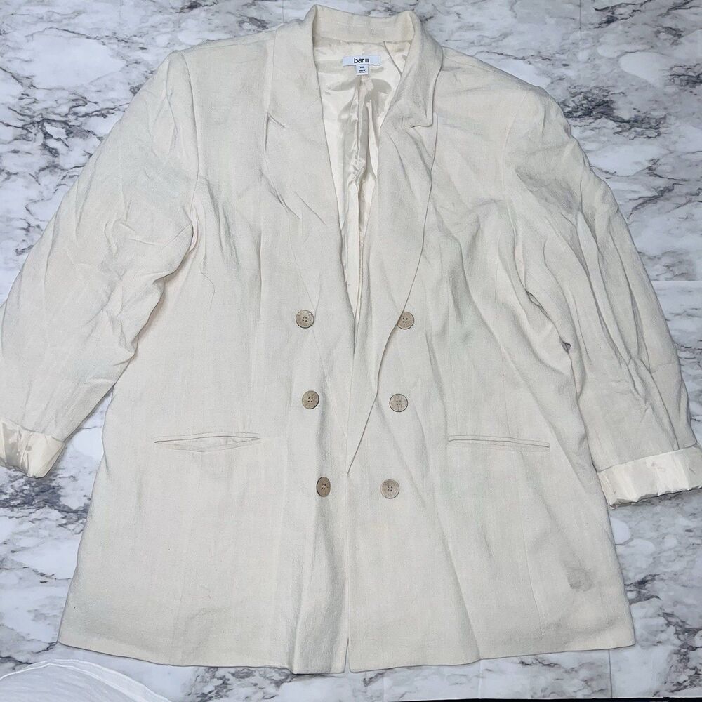 Bar III Blazer Open Front Linen Faux-Double-Breasted Women XXL Business Chic